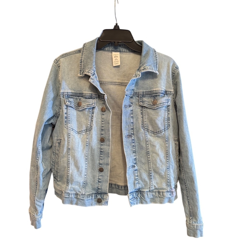 Nordstrom X Cristina Martinez Eye Motif Light Wash Denim Jacket Size S. y2k